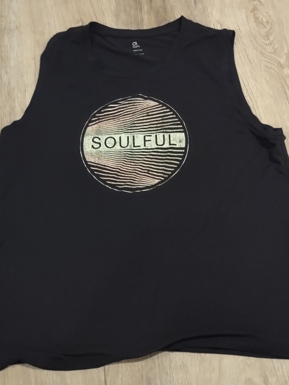 GAP Black Tank with 'SOULFUL' Circle Graphic
